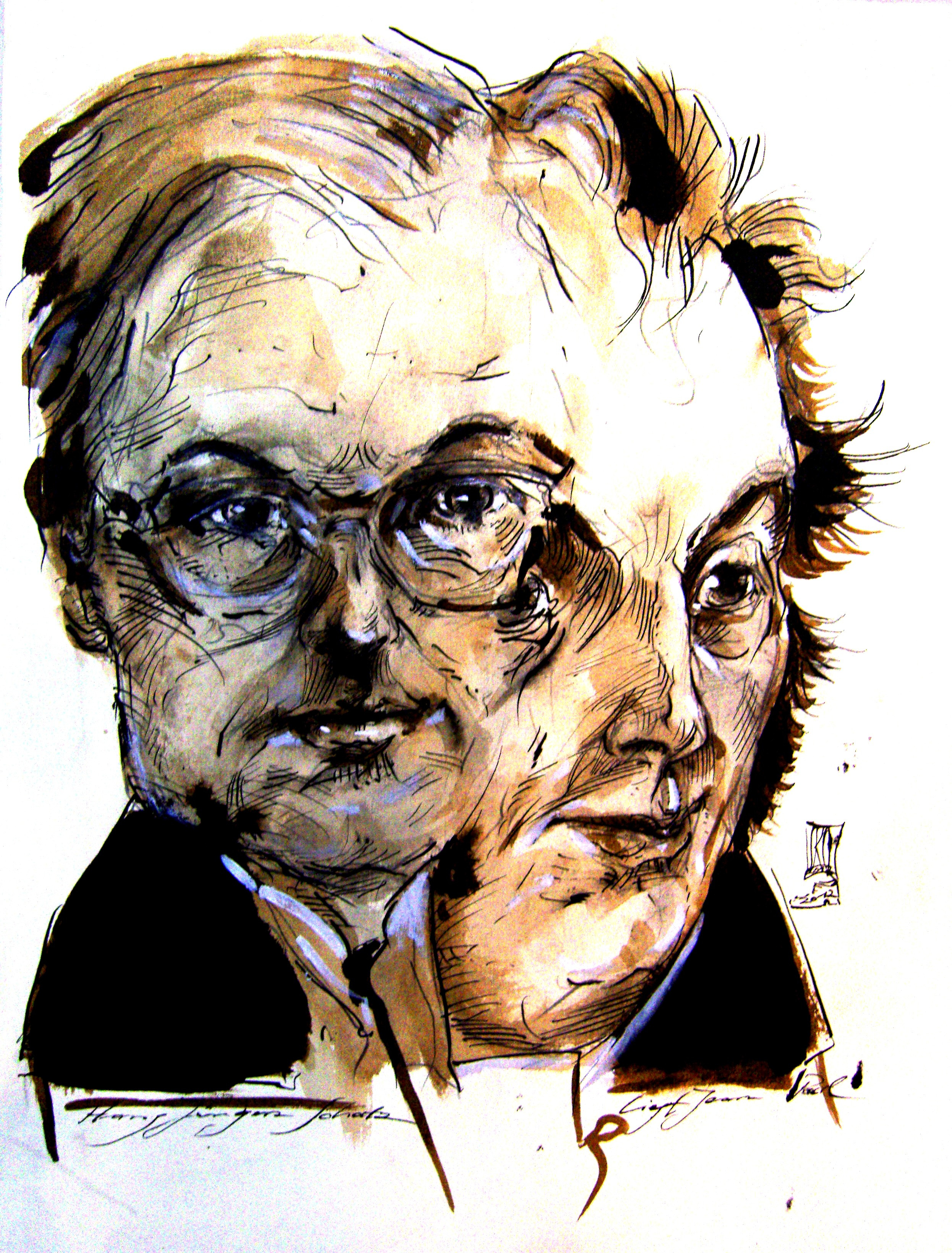 Jean Paul und Hans-Jürgen Schatz, Grafik von Stephan Klenner-Otto